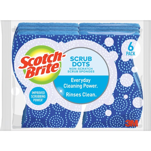 SCRUB DOTS NON-SCRATCH SCRUB SPONGES, 4 2/5 X 2 3/5, BLUE, 6/PACK, 4 PK/CT