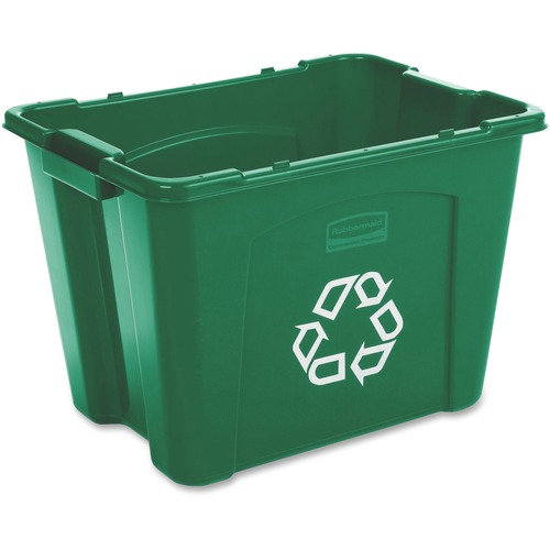 Rubbermaid Commercial Products  Recycling Box, 14 Gal, Stackable, 21"x16"x14-3/4", GN