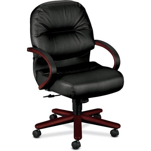 The HON Company  Managerial Mid-Back Chair,26-1/4"x28-3/4"x41-3/4",MY/BK Lthr