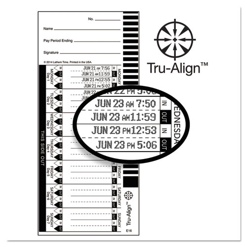 Time Card For Lathem Model 1600e