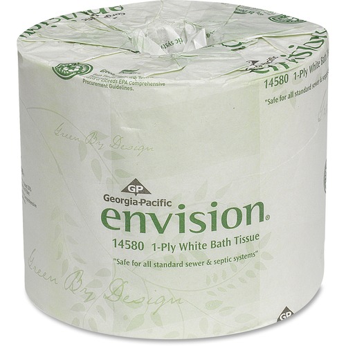 ONE-PLY BATHROOM TISSUE, SEPTIC SAFE, 1-PLY, WHITE, 1210 SHEETS/ROLL, 80 ROLLS/CARTON