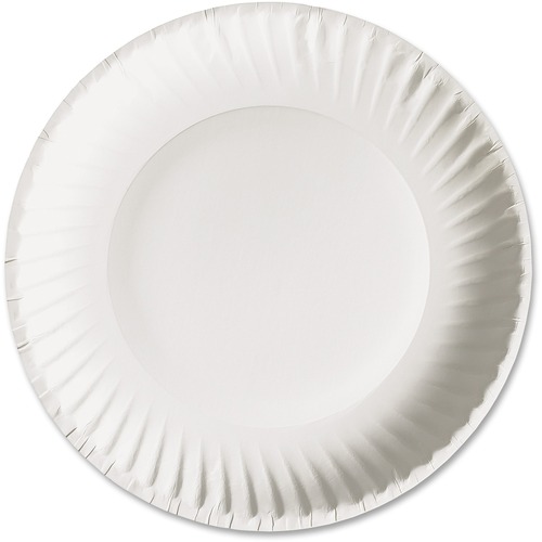 WHITE PAPER PLATES, 9" DIAMETER, 100/PACK, 10 PACKS/CARTON