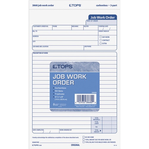 FORM,JOB WORK ORDER,3-PART