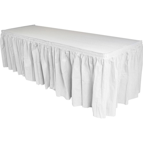 Genuine Joe  Table Skirting, Pleated Polyester, 29"x14 ft., 6/CT, White