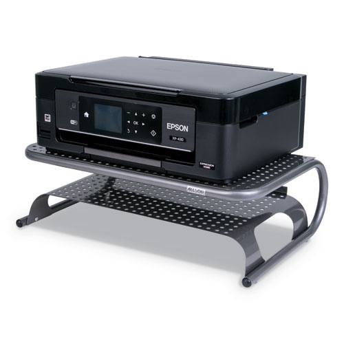 METAL ART DESKTOP PRINTER/MONITOR STAND, 18.5" X 12" X 5.75", PEWTER, SUPPORTS 21 LBS