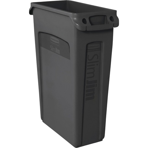 SLIM JIM RECEPTACLE WITH VENTING CHANNELS, RECTANGULAR, PLASTIC, 23 GAL, BLACK