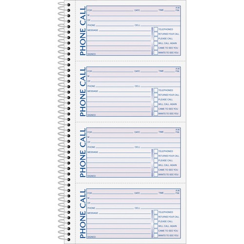 Spiralbound Message Book, 2 3/4 X 5, Two-Part Carbonless, 400/book