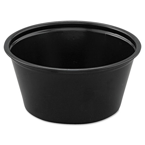 POLYSTYRENE PORTION CUPS, 2 OZ, BLACK, 250/BAG, 10 BAGS/CARTON