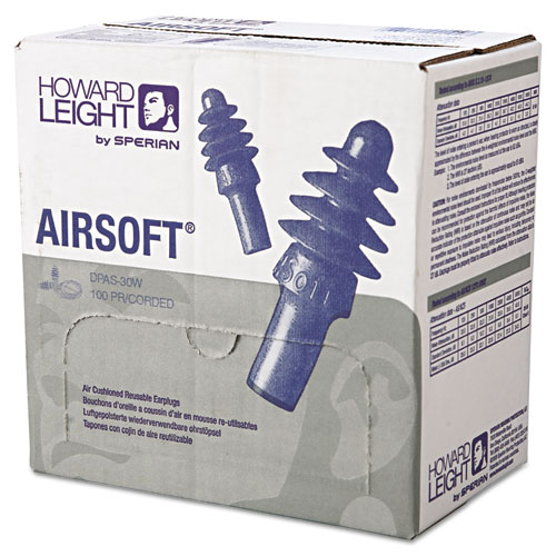 Dpas-30w Airsoft Multiple-Use Earplugs, 27nrr, White Nylon Cord, Be, 100 Pairs