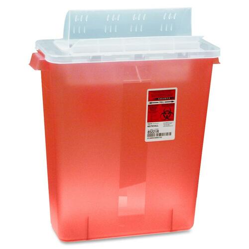 Covidien  Biohazard Sharps Container W/Clear Lid, 3 Gallon, Red