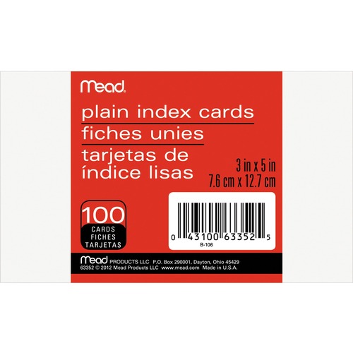 CARD,INDEX,PLAIN,3X5,100/PK