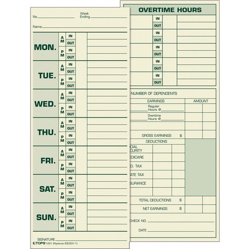 FORM,TIME CARD,3.5X8.5