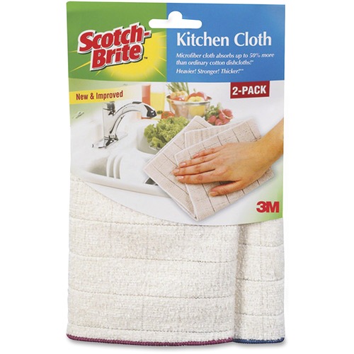 Kitchen Cleaning Cloth, Microfiber, White, 2/pack, 12 Packs/carton