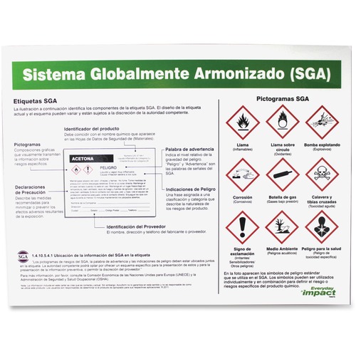 Impact Products  GHS Laminated Poster, Spanish, 18"x24", Multi