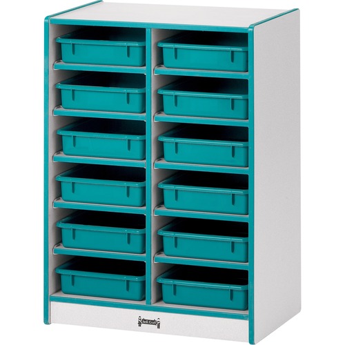 Jonti-Craft, Inc.  Mobile 12 Paper Tray Storage,w/o Bins,35.5"x24.5"x15",Blue