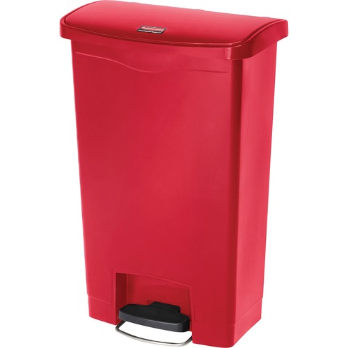 Slim Jim Resin Step-On Container, Front Step Style, 13 Gal, Red