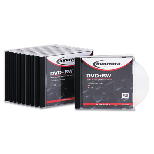 Dvd+rw Discs, 4.7gb, 4x, W/slim Jewel Cases, Silver, 10/pack