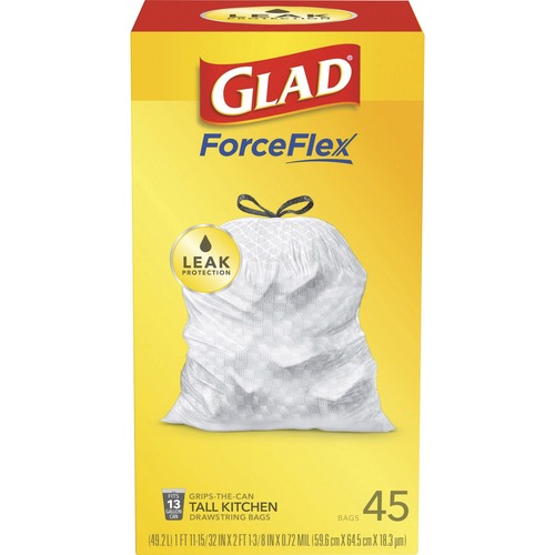 Clorox Company  Trash Bags,Drawstring,13 Gal,2'x2-1/4'x1ml,45/Box,WE