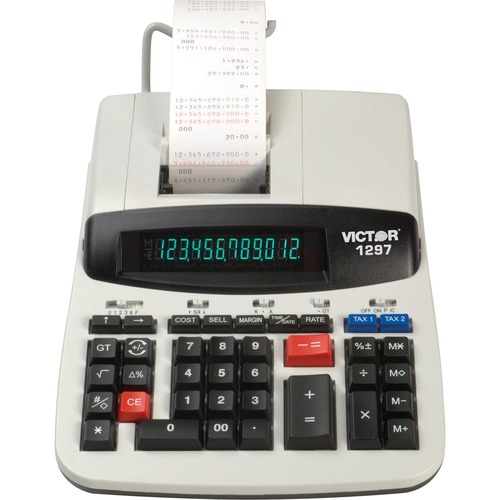 1297 Two-Color Commercial Printing Calculator, Black/red Print, 4 Lines/sec
