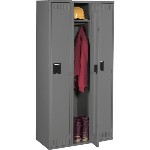 Single Tier Locker, Three Units, 36w X 18d X 72h, Medium Gray