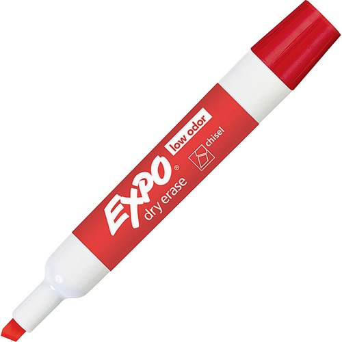 LOW-ODOR DRY-ERASE MARKER, BROAD CHISEL TIP, RED, DOZEN