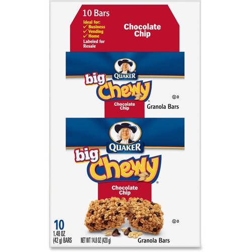 Quaker Foods  Chocolate Chip Chewy Granola Bar, 1.48oz., 10/BX, Multi