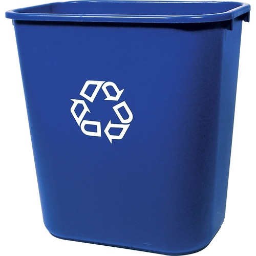 MEDIUM DESKSIDE RECYCLING CONTAINER, RECTANGULAR, PLASTIC, 28.13 QT, BLUE