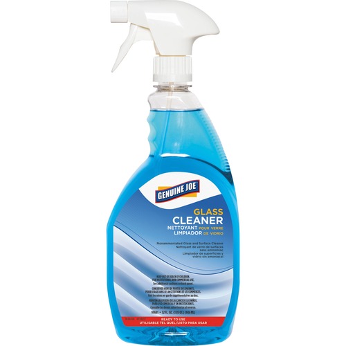 Genuine Joe  Glass Cleaner, Non-ammoniated, Spray Bottle, 32 oz, Blue