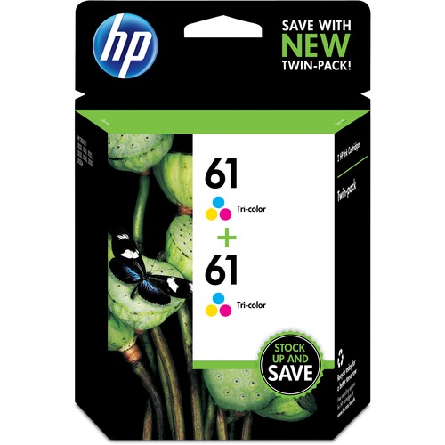 Hewlett-Packard  HP61 Inkjet Cartridge, 165 Page Yield, 2/PK, Tri-Color