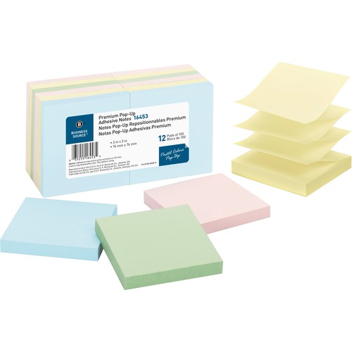 NOTES,POPUP,3X3,12PK,PASTEL