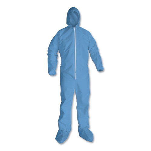 A65 HOOD AND BOOT FLAME-RESISTANT COVERALLS, BLUE, 6X-LARGE, 21/CARTON