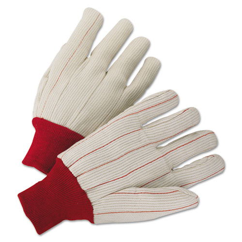 1000 Series Canvas Gloves, White/red, Large, 12 Pairs