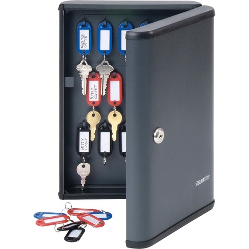 Security Key Cabinets, 30-Key, Steel, Charcoal Gray, 8 1/2 X 2 3/8 X 11 5/8