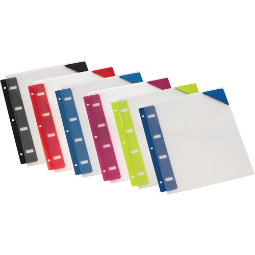 Retractable Binder Pocket, 1/4 X 9, Assorted Colors, 6/pack