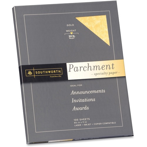 Southworth  Fine Parchment Paper, 24lb., 8-1/2"x11", 100 Sh/PK, Gold