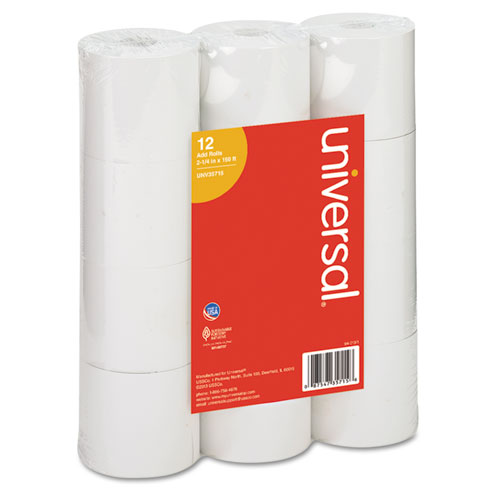 IMPACT AND INKJET PRINT BOND PAPER ROLLS, 0.5" CORE, 2.25" X 150 FT, WHITE, 12/PACK