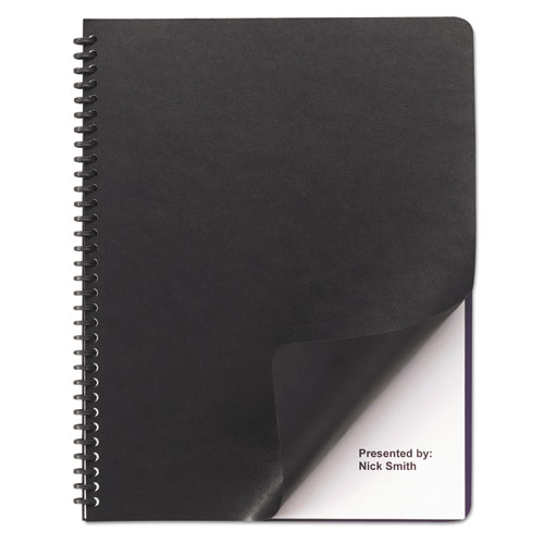 LEATHER LOOK PRESENTATION COVERS FOR BINDING SYSTEMS, 11.25 X 8.75, BLACK, 50 SETS/PACK