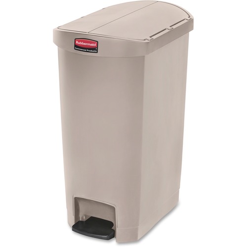 Slim Jim Resin Step-On Container, End Step Style, 13 Gal, Beige