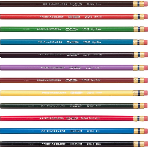 COL-ERASE PENCIL WITH ERASER, 0.7 MM, 2B (#1), ASSORTED LEAD/BARREL COLORS, DOZEN