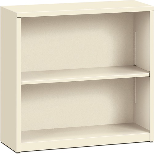 Metal Bookcase, Two-Shelf, 34-1/2w X 12-5/8d X 29h, Putty