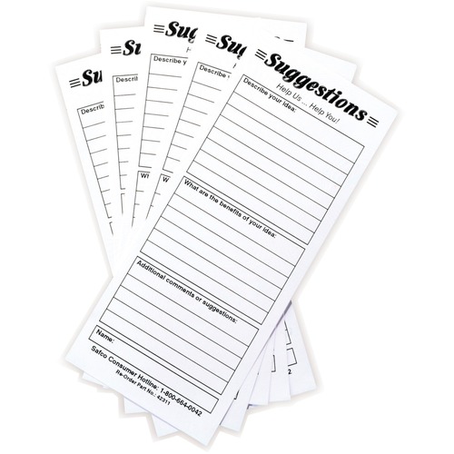 Suggestion Box Cards, 3-1/2 X 8, White, 25 Cards/pack