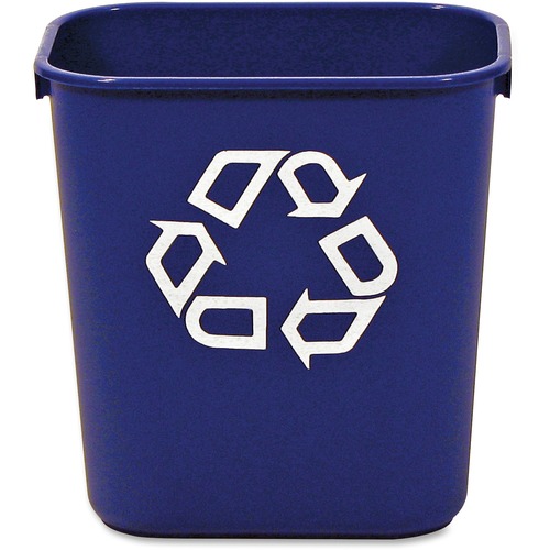 SMALL DESKSIDE RECYCLING CONTAINER, RECTANGULAR, PLASTIC, 13.63 QT, BLUE