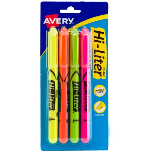 HIGHLIGHTER,PEN,CHISEL,4PK