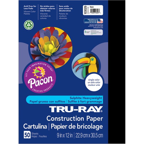 PAPER,CONST,9X12,BLACK,50SH