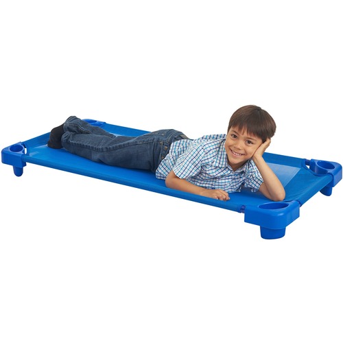Early Childhood Resources ECR4Kids  Standard Kiddie Cots, 23"x5"x52", 5/CT, Blue
