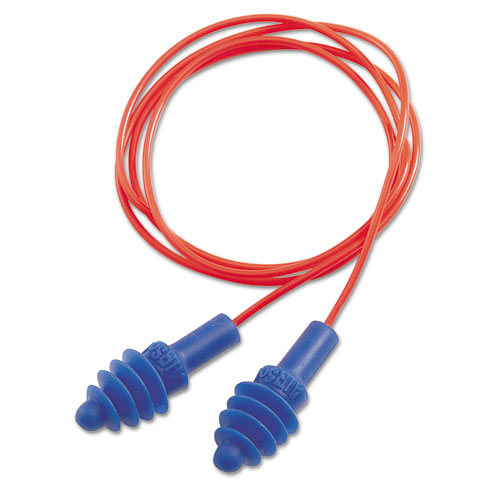 Dpas-30r Airsoft Multiple-Use Earplugs, 27nrr, Red Polycord, Blue, 100/box