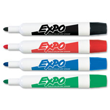 LOW-ODOR DRY-ERASE MARKER, MEDIUM BULLET TIP, ASSORTED COLORS, 4/SET