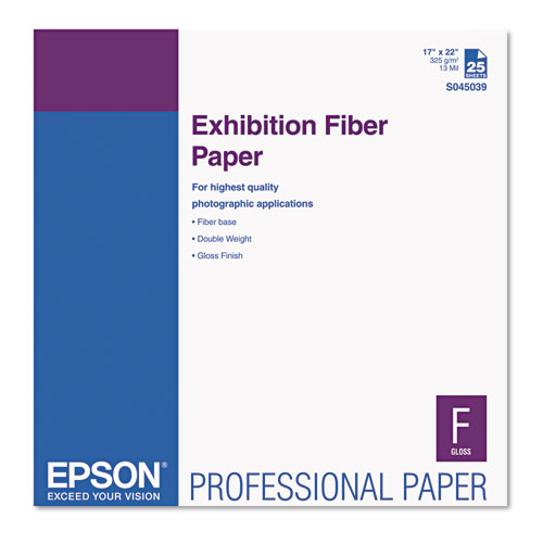 EXHIBITION FIBER PAPER, 13 MIL, 17 X 22, WHITE, 25/PACK