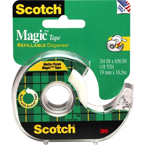 3M  Magic Tape With Dispenser, 3/4"x650", 1/RL,Clear