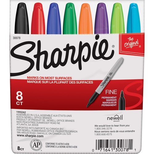 MARKER,SHARPIE,FINE,AST,8PK